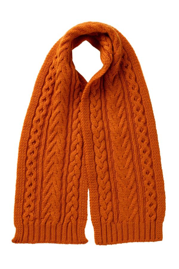 johnstons of elgin Children's Orange Aran Cashmere Scarf