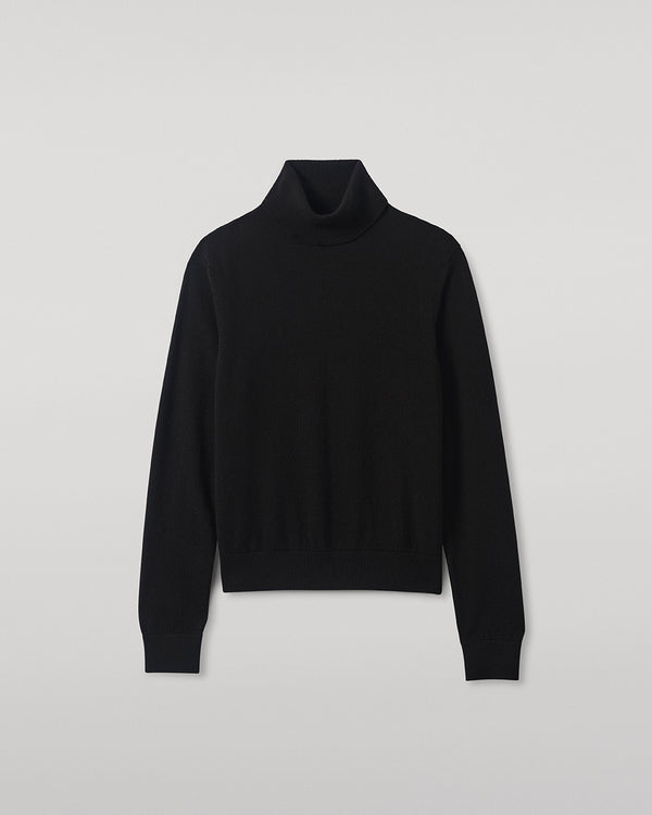 Johnstons Of Elgin Classic Cashmere Black Roll Neck Jumper