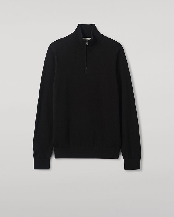 Johnstons Of Elgin Classic Cashmere Black Zip Neck Jumper