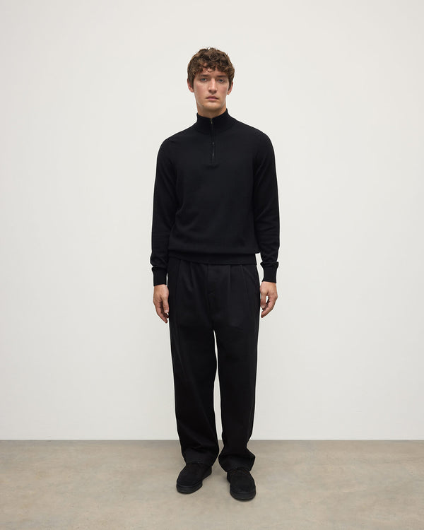 johnstons of elgin Classic Cashmere Black Zip Neck Jumper