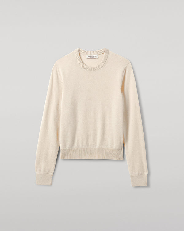 Johnstons Of Elgin Classic Cashmere Cream Round Neck Jumper