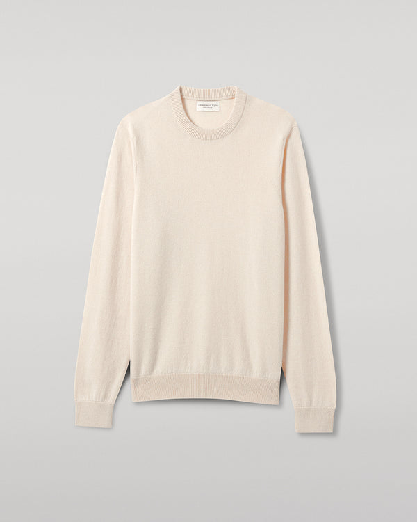 Johnstons Of Elgin Classic Cashmere Cream Round Neck Jumper