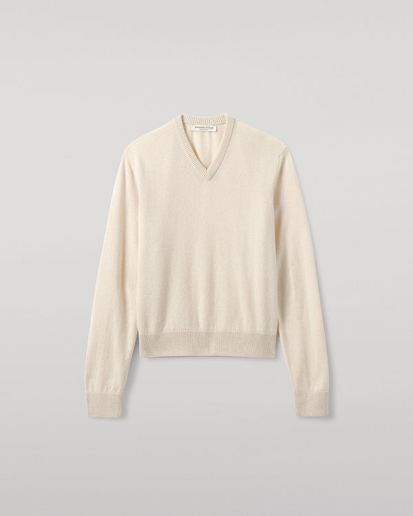 Johnstons Of Elgin Classic Cashmere Cream V Neck Jumper
