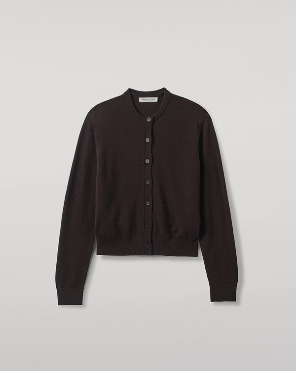 Johnstons Of Elgin Classic Cashmere Dark Brown Cardigan