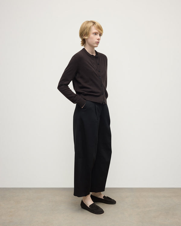 Johnstons Of Elgin Classic Cashmere Dark Brown Cardigan