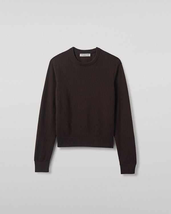 Johnstons Of Elgin Classic Cashmere Dark Brown Round Neck Jumper
