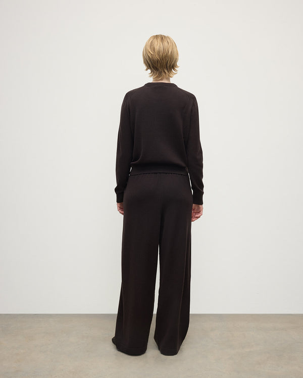 Johnstons Of Elgin Classic Cashmere Dark Brown Round Neck Jumper