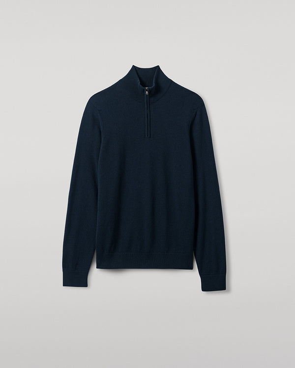 Johnstons Of Elgin Classic Cashmere Dark Green Zip Neck Jumper