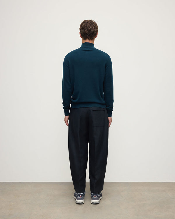 Johnstons Of Elgin Classic Cashmere Dark Green Zip Neck Jumper