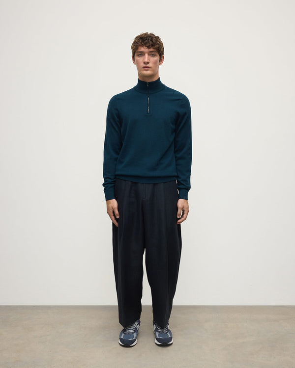 johnstons of elgin Classic Cashmere Dark Green Zip Neck Jumper