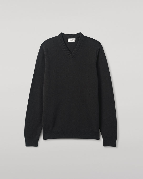 Johnstons Of Elgin Classic Cashmere Dark Grey V Neck Jumper