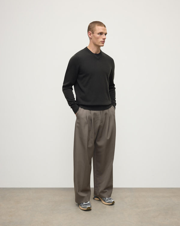 Johnstons Of Elgin Classic Cashmere Dark Grey V Neck Jumper