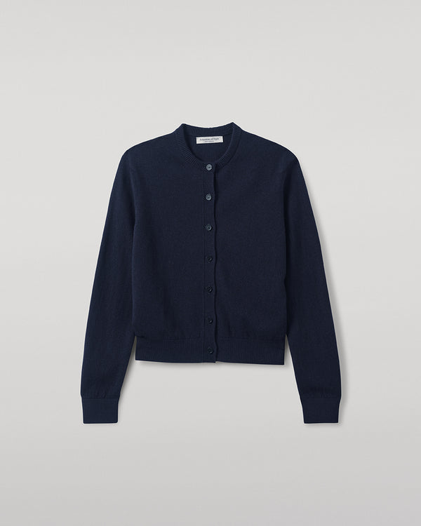 Johnstons Of Elgin Classic Cashmere Dark Navy Cardigan