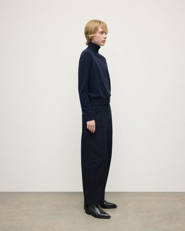 Johnstons Of Elgin Classic Cashmere Dark Navy Roll Neck Jumper