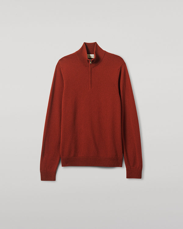 Johnstons Of Elgin Classic Cashmere Dark Red Zip Neck Jumper