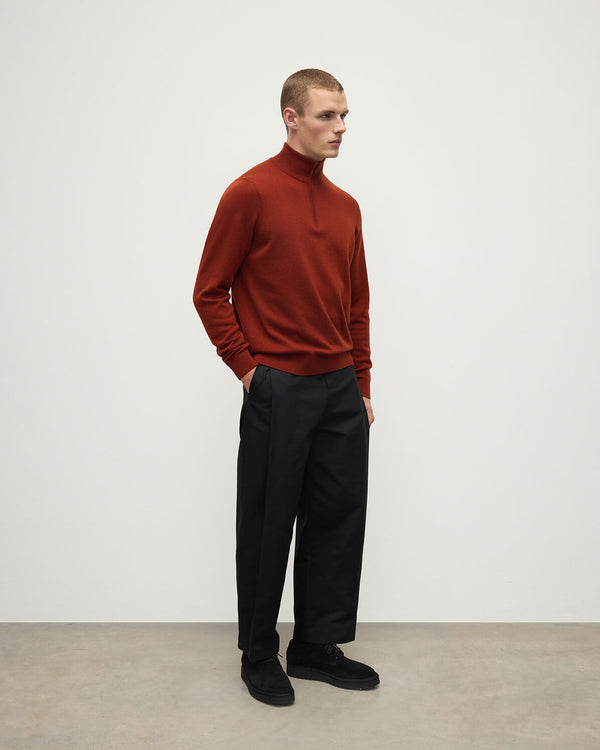 Johnstons Of Elgin Classic Cashmere Dark Red Zip Neck Jumper