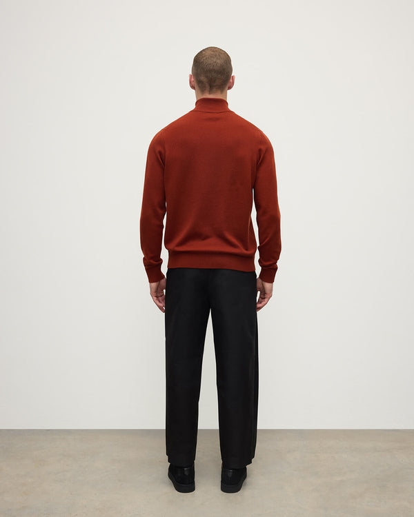 Johnstons Of Elgin Classic Cashmere Dark Red Zip Neck Jumper