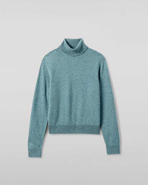 Johnstons Of Elgin Classic Cashmere Green Roll Neck Jumper
