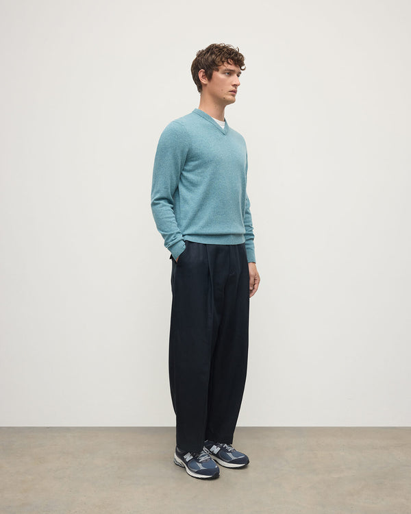 Johnstons Of Elgin Classic Cashmere Green V Neck Jumper