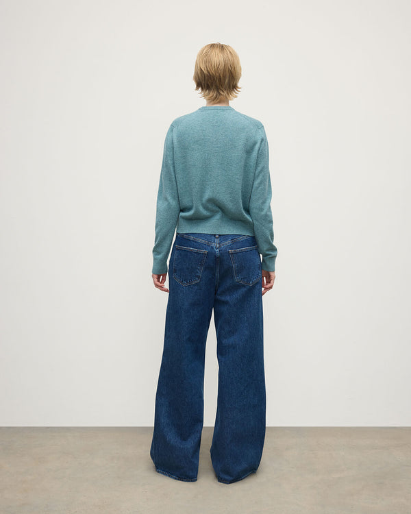 Johnstons Of Elgin Classic Cashmere Green V Neck Jumper