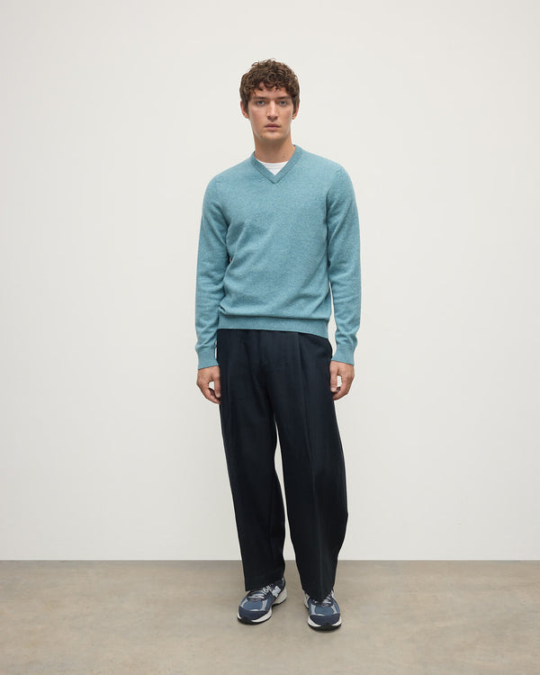 johnstons of elgin Classic Cashmere Green V Neck Jumper