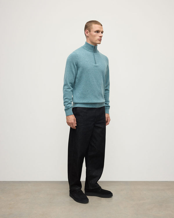 Johnstons Of Elgin Classic Cashmere Green Zip Neck Jumper