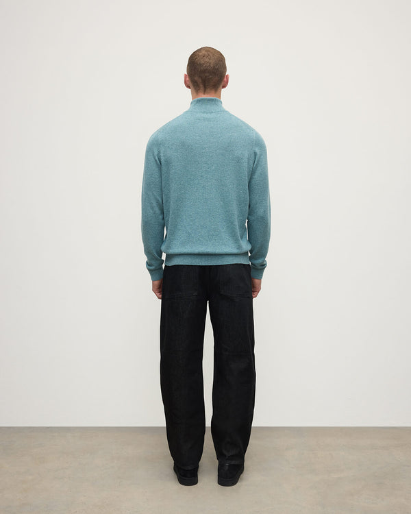 Johnstons Of Elgin Classic Cashmere Green Zip Neck Jumper