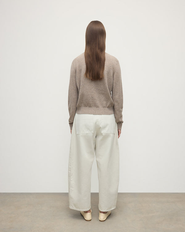 Johnstons Of Elgin Classic Cashmere Light Brown Roll Neck Jumper