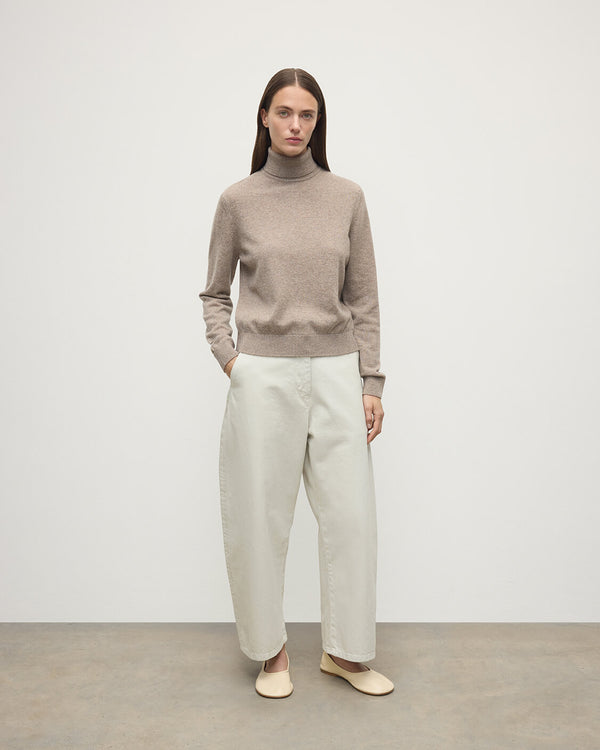 johnstons of elgin Classic Cashmere Light Brown Roll Neck Jumper