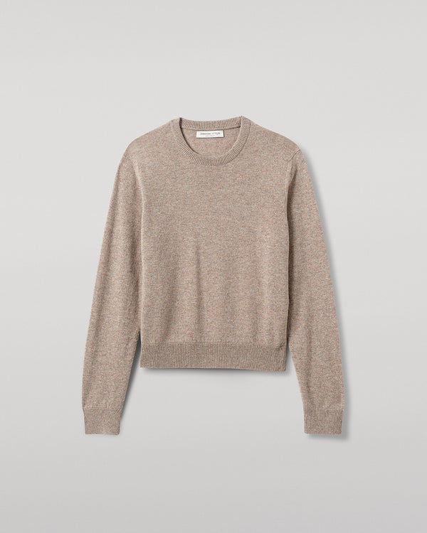 Johnstons Of Elgin Classic Cashmere Light Brown Round Neck Jumper