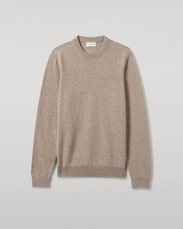 Johnstons Of Elgin Classic Cashmere Light Brown Round Neck Jumper