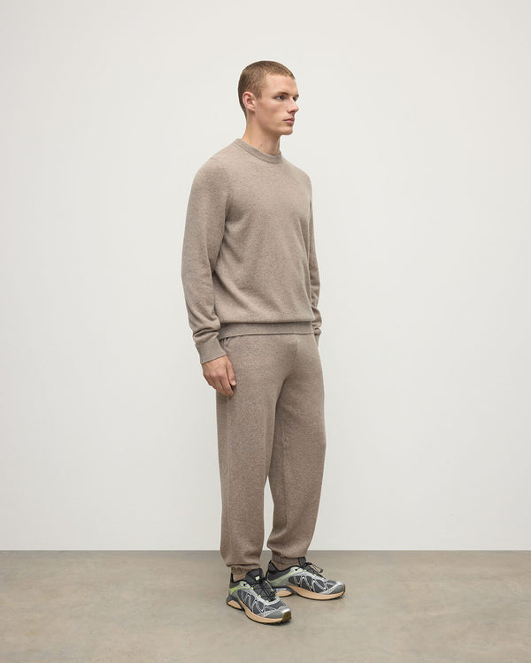 Johnstons Of Elgin Classic Cashmere Light Brown Round Neck Jumper