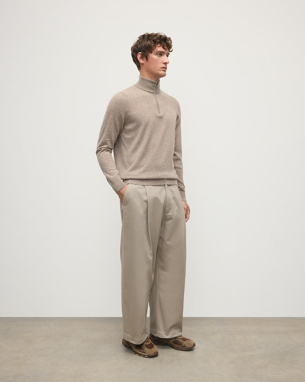 Johnstons Of Elgin Classic Cashmere Light Brown Zip Neck Jumper