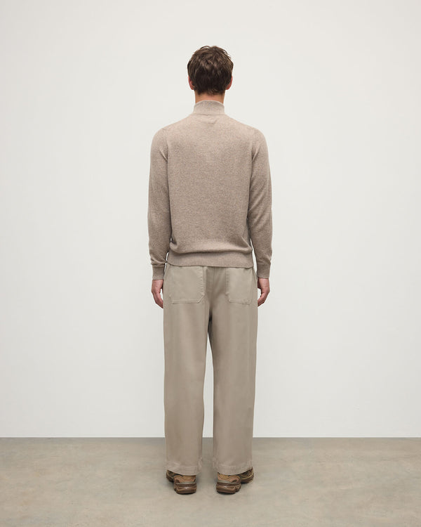 Johnstons Of Elgin Classic Cashmere Light Brown Zip Neck Jumper