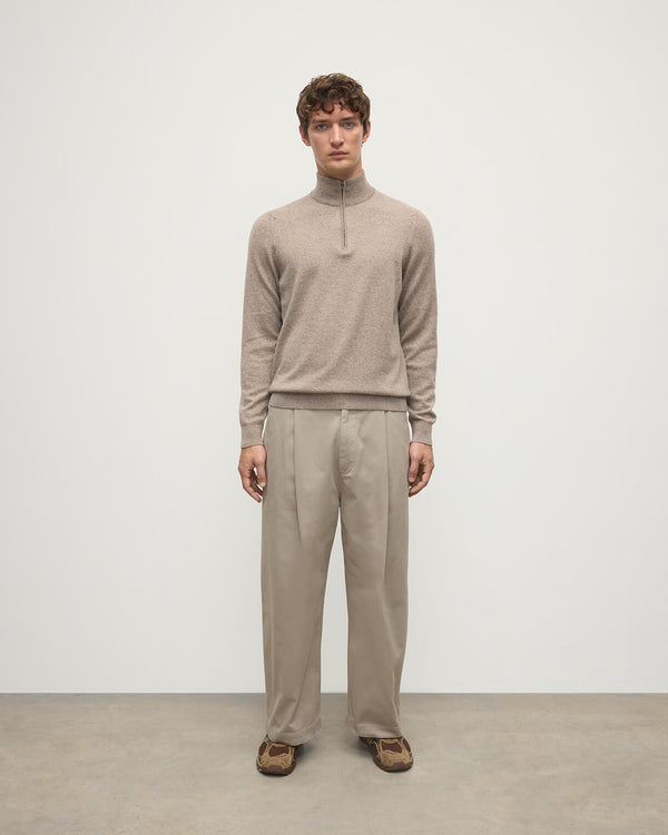 johnstons of elgin Classic Cashmere Light Brown Zip Neck Jumper