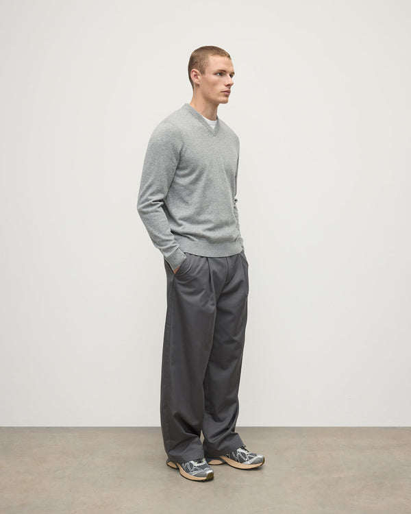 Johnstons Of Elgin Classic Cashmere Light Grey V Neck Jumper