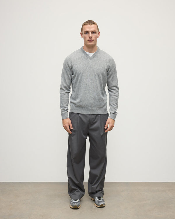 johnstons of elgin Classic Cashmere Light Grey V Neck Jumper