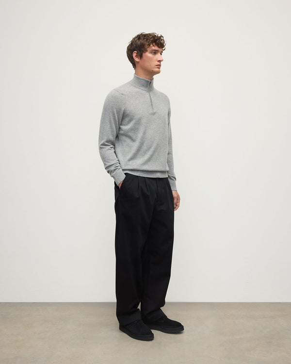 Johnstons Of Elgin Classic Cashmere Light Grey Zip Neck Jumper