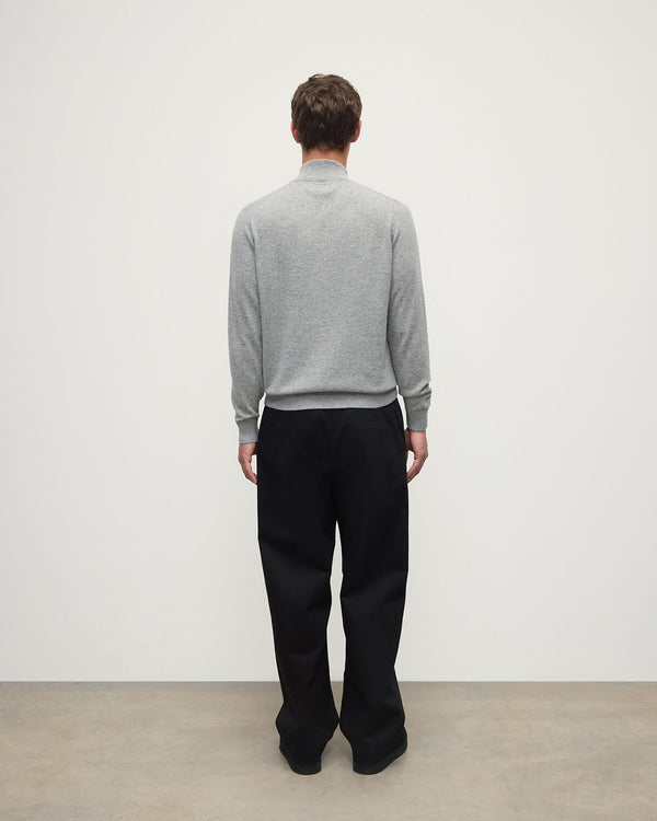 Johnstons Of Elgin Classic Cashmere Light Grey Zip Neck Jumper