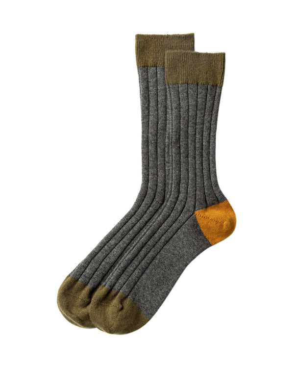 johnstons of elgin Colour Block Grey Men's Cashmere Socks