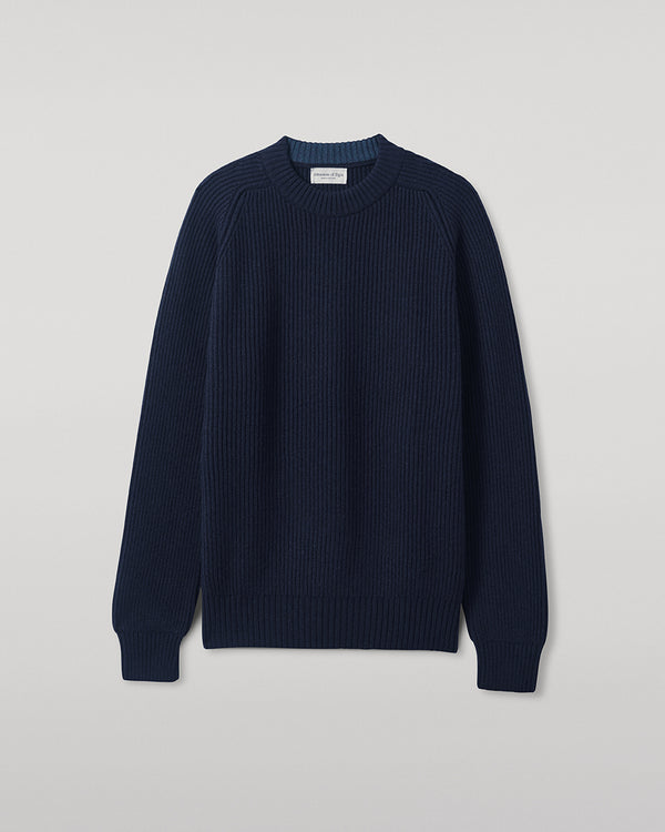 Johnstons Of Elgin Contrast Dark Neck Navy Cashmere Jumper