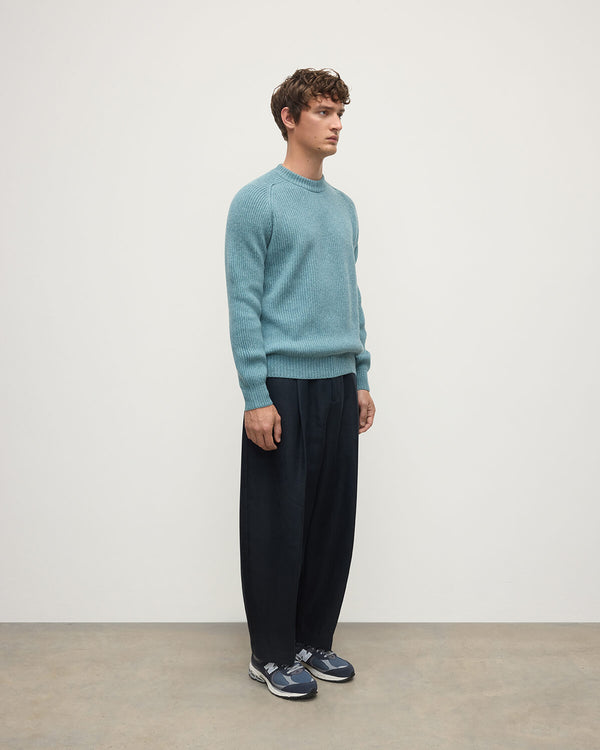 Johnstons Of Elgin Contrast Neck Green Cashmere Jumper