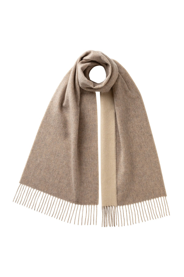 johnstons of elgin Contrast Reversible Natural Cashmere Scarf