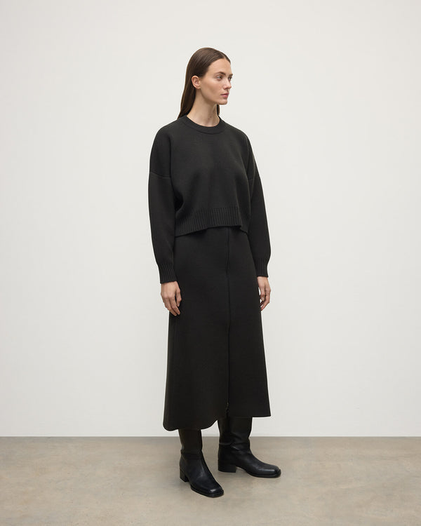 Johnstons Of Elgin Cropped Milano Dark Grey Cashmere Jumper