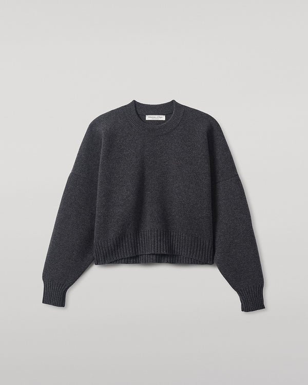 Johnstons Of Elgin Cropped Milano Dark Grey Cashmere Jumper