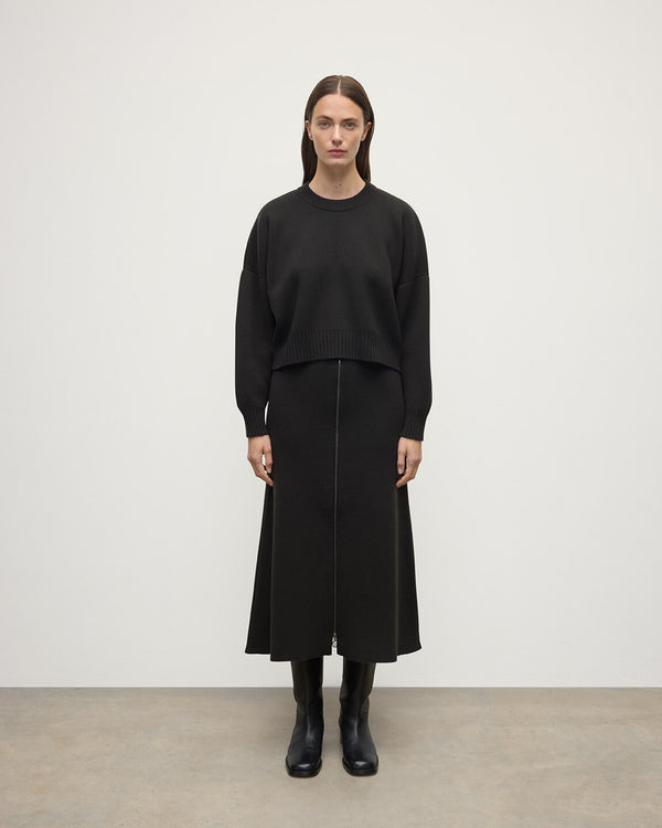 johnstons of elgin Cropped Milano Dark Grey Cashmere Jumper