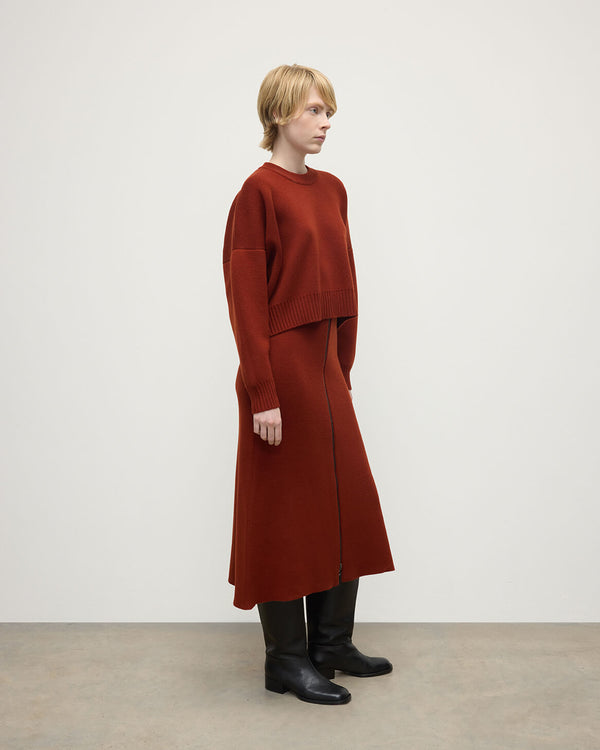 Johnstons Of Elgin Cropped Milano Dark Red Cashmere Jumper