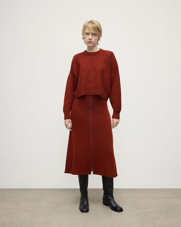 johnstons of elgin Cropped Milano Dark Red Cashmere Jumper