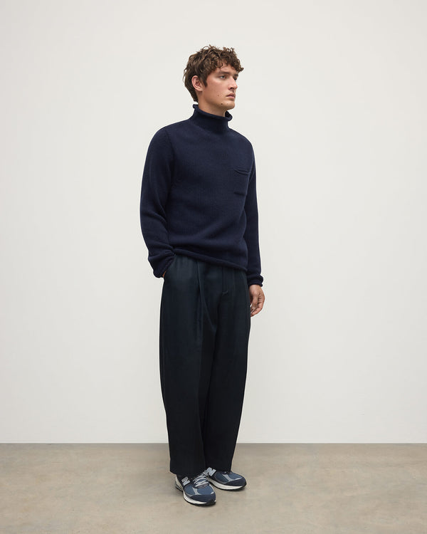 Johnstons Of Elgin Dark Navy Cashmere Turtleneck Jumper