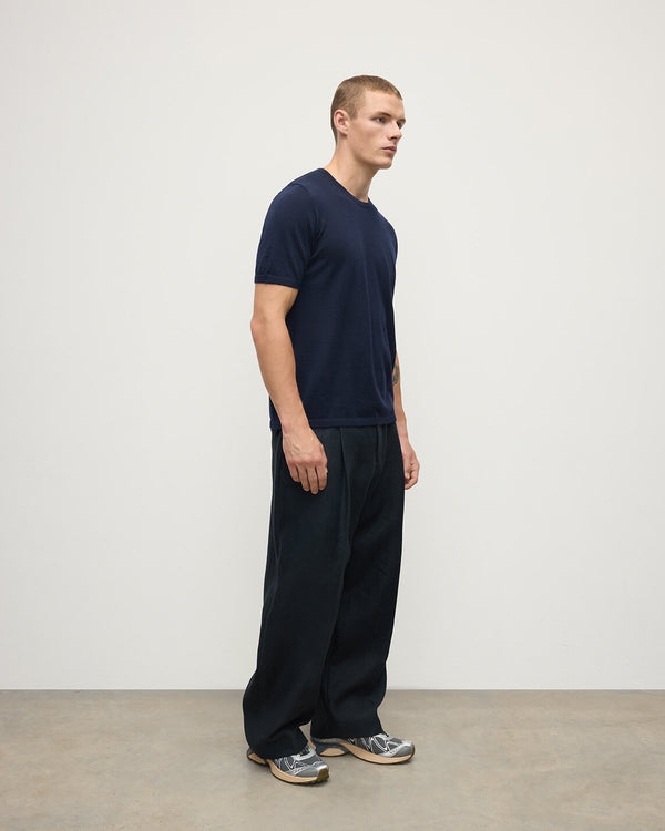 Johnstons Of Elgin Dark Navy Superfine Cashmere T-Shirt